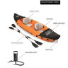ДВУХМЕСТНАЯ НАДУВНАЯ БАЙДАРКА (КАЯК) HYDRO FORCE 65077 LITE-RAPID X2, 321X88 СМ.