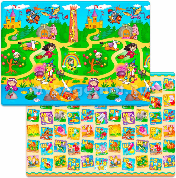 Коврик для ползания FunKids™ Medium-15 «Мир Сказок / Азбука», двусторонний.