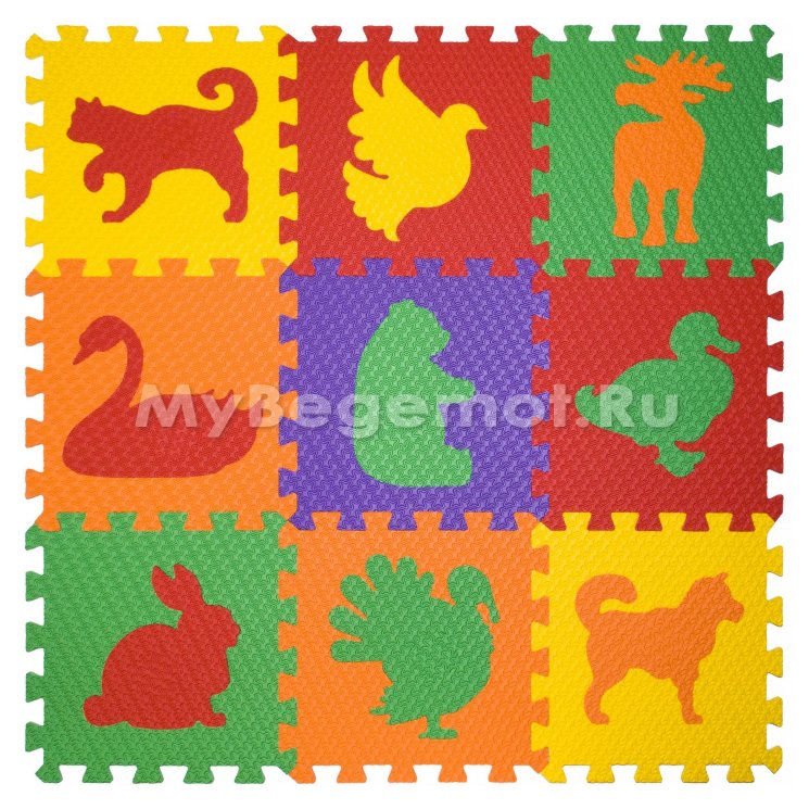 Набор мягких плиток (коврик-пазл) "Животный Мир" 33х33x1.8 см