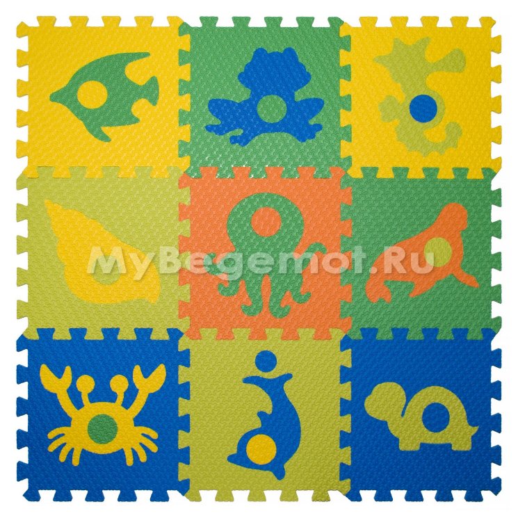 Набор мягких плиток (коврик-пазл) "Морской Мир" 33х33x1.8 см
