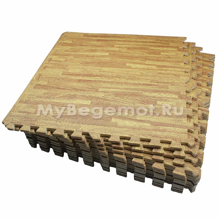 Мягкие модульные плитки-пазлы под дерево 60x60 см "Светлый паркет"