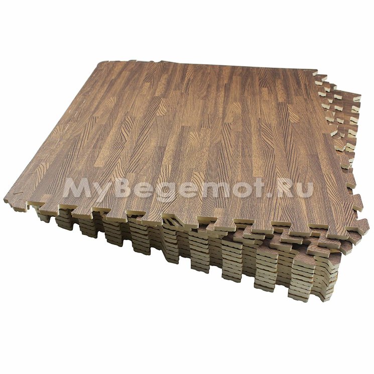 Мягкие модульные плитки-пазлы под дерево 60x60 см "Темный паркет"